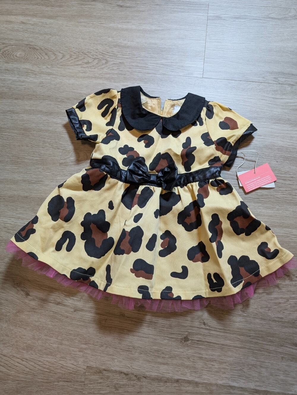 Harajuku Mini Target Baby Girls 12M Leopard Print Peter Pan Dress Bow Tulle NWT